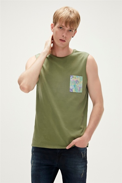 Bad Bear Monstera Tank-top Thyme Yeşil Desenli Erkek Atlet