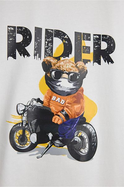 Bad Bear Fiery White Printed Children's T-Shirt