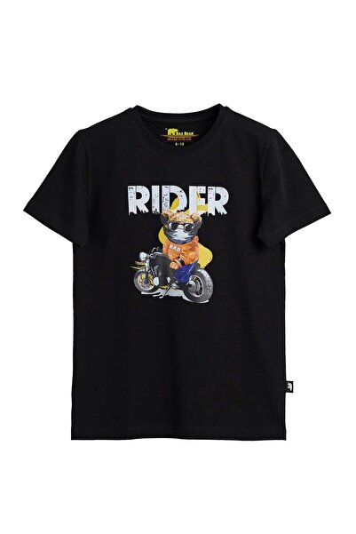 Bad Bear Fiery Black Printed Kids T-Shirt