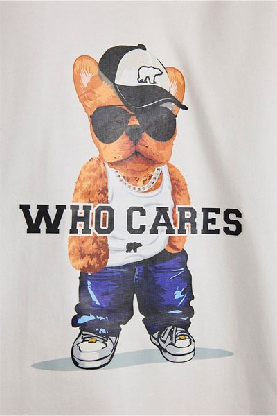 Bad Bear Mood White Kids Printed Hoodie Sweatshirt