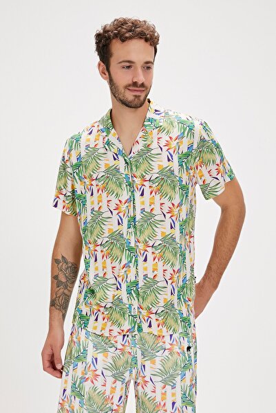 Bad Bear Bloom White Printed Men's Shirt