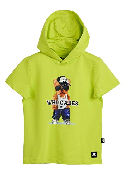 Bad Bear سويت شيرت بقلنسوة مطبوع للأطفال باللون الأخضر المزاجي