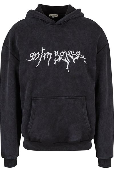 9N1M SENSE Herren Sense Goth Baskılı Kapüşonlu Yıkanmış