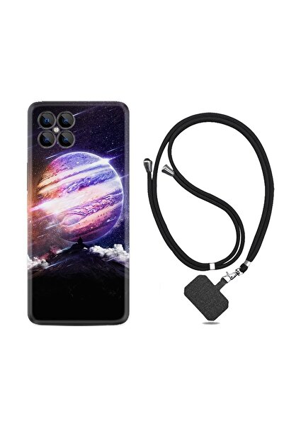 omix X600 Kılıf Ipli Boyun Askılı Desenli Silikon Super Planet 1797