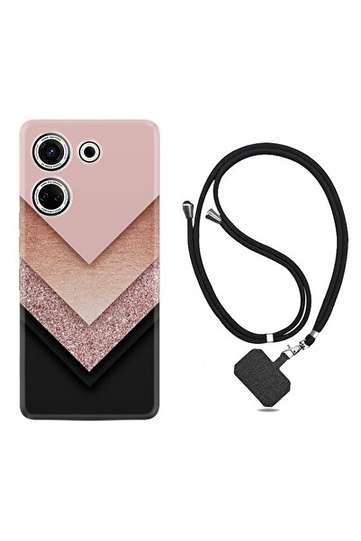 TECNO Camon 20 Pro Kılıf Desenli İpli Boyun Askılı Silikon Great Marble 1405