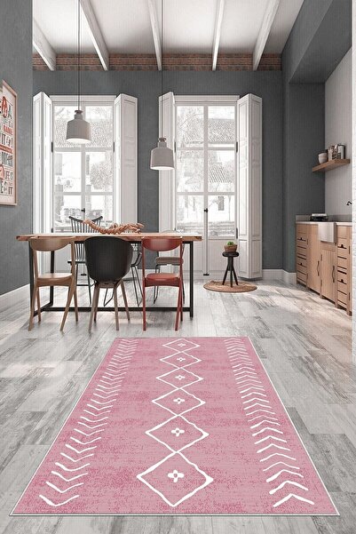 on the clouds Lila Baklava Desenli Yıkanabilir Kaymaz Taban Leke Tutmaz Moder...