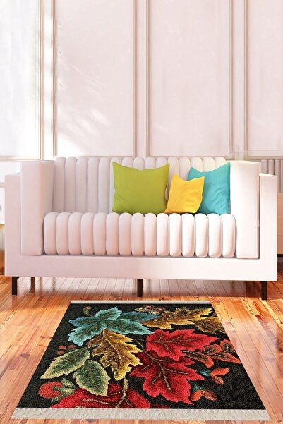 on the clouds Yaprak Desenli Dijital Baskı Yıkanabilir Kaymaz Taban Modern Sa...