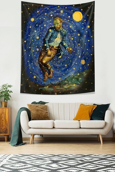 on the clouds Nopți înstelate și Van Gogh Covor de perete din țesătură anti-pete Tapiserie