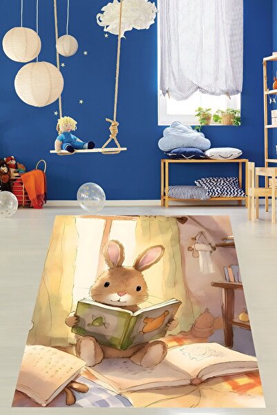 on the clouds Kitap Okuyan Tavşan Yıkanabilir Kaymaz Taban Leke Tutmaz Çocuk ...