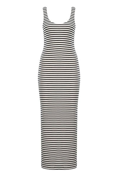 La Sarta Rochie decoltată cu bretele camisole cu dungi alb-negru