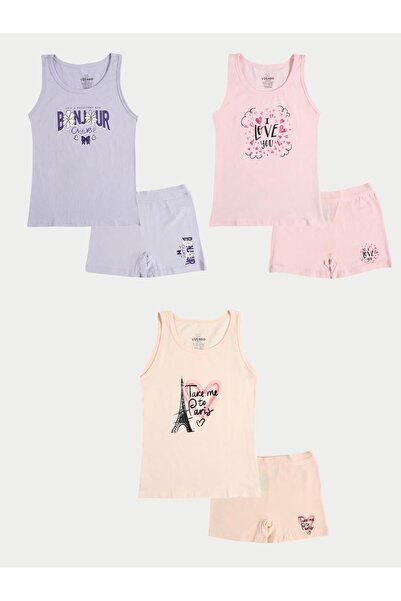 vitmo Bonjour Girl - طقم بوكسر قصير وشورت قطني مكون من 3 قطع، ألوان مختلطة