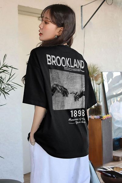 Teenage Millionaire 1898 Čierne oversize dámske tričko Salas Boyfriend s potlačou