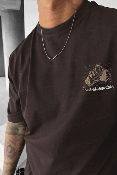 Teenage Millionaire Ανδρικό T-shirt Arid Mountain Oversize καφέ Salas Boyfriend