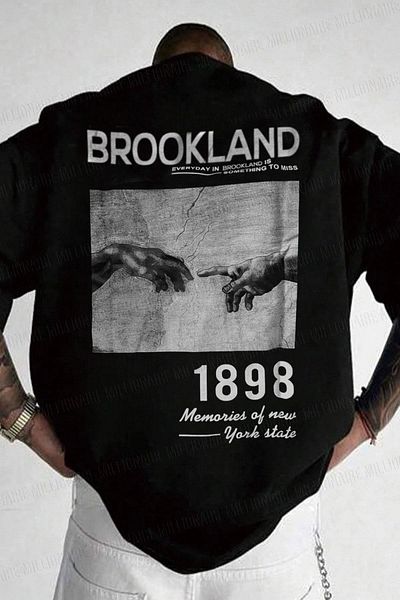 Teenage Millionaire Ανδρικό μπλουζάκι 1898 Brookland Printed Oversize Μαύρο Salas