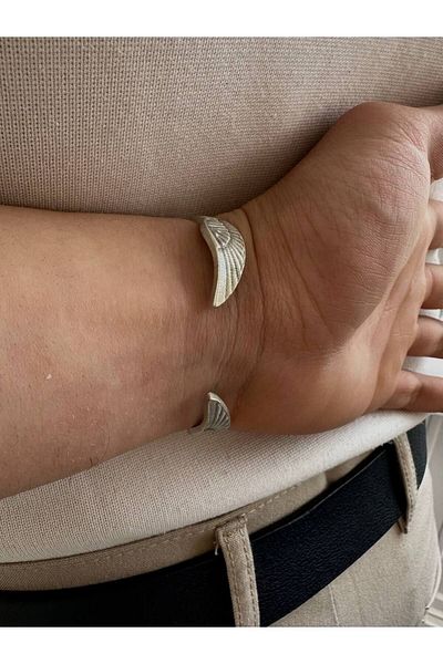 Arvens Silver Wing Men's Bracelet Women's Stainless Steel Unisex Non-Tarnish Color-Tossing