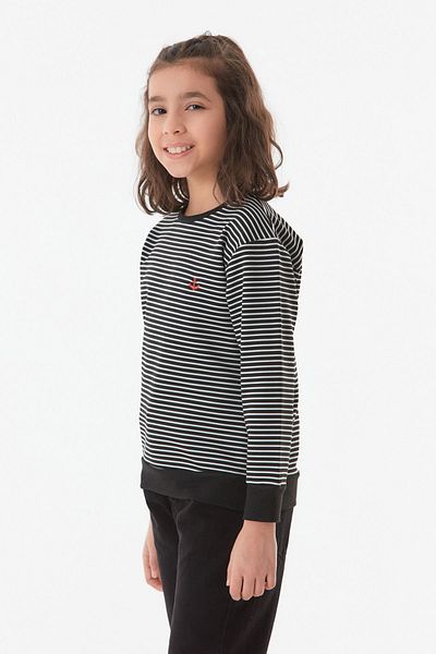 Fulla Moda Суичър за момче с бродирани райета Anchor