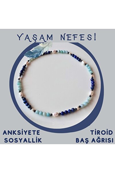 Gizemli Doğaltaş Kolye Lapis Amazonit Hematit İnci Tiroid Guatr Astım Alerji Uyku Migren Okb Hafıza