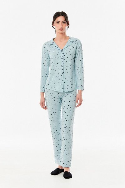 Fulla Moda Set de pijamale cu nasturi imprimate
