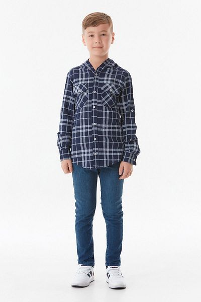 Fulla Moda Карирана риза за момче с качулка