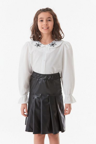 Fulla Moda Faux Leather Embroidered Collar Girl's Set