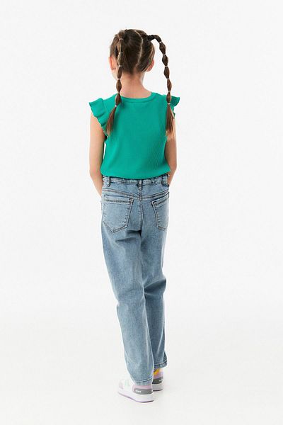 Fulla Moda Blugi drepti pentru fete cu imprimeu Smile