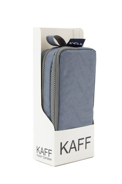 KAFF 01105 Noua sezonă, țesătură gri Crinkle, cu două compartimente, suport pentru creion, cutie pentru creion