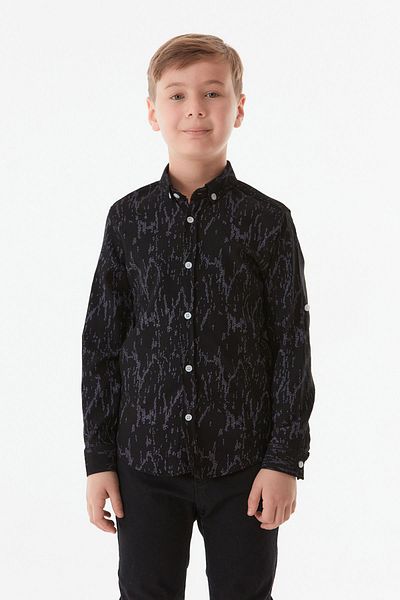 Fulla Moda Риза за момче с щампа и сгъваем ръкав