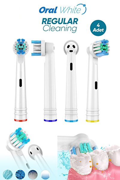 Oral White Regular Cleaning Şarjlı Braun Uyumlu 4 Adet Yedek başlık