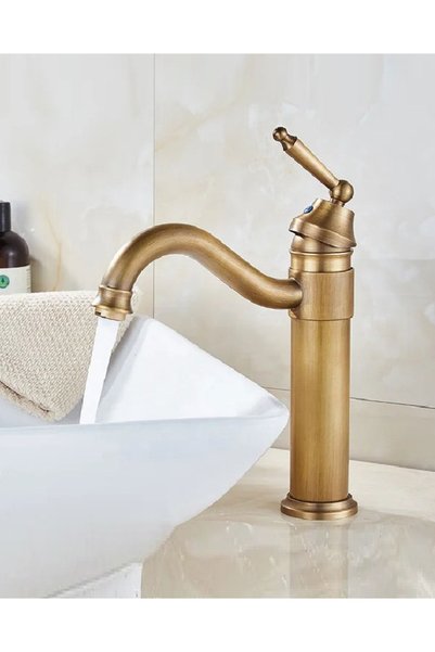 RENA DESIGN Rustic Antique Sink Faucet Bathroom Bowl Tap Antique Ottoman Sink Faucet Authentic Copper