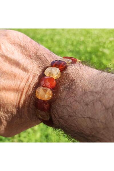 GİZEMLİ DOĞAL TAŞ Gizemli Doğal Taş Akik/Sitrin Bileklik Para Şans Neşe Huzursuz Mide Uyku Başarı Anksiyete