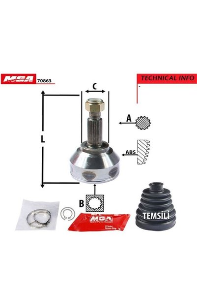 Aks Kafası Dıs ( Renault: Trafıc Iı 2.0 06-opel: Vıvaro 2.0 06-) (27×36×56,5MM)mga-70863 8200452268