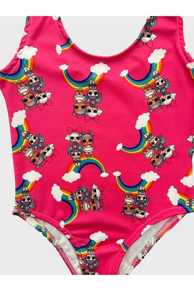 ALİŞ KİDS Pink Lol Patterned Girl's Swimsuit