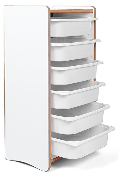 prime dükkan 6 Çekmeceli Çocuk Oyuncak ve Aktivite Dolabı,Beyaz-Beyaz 18mm MDF