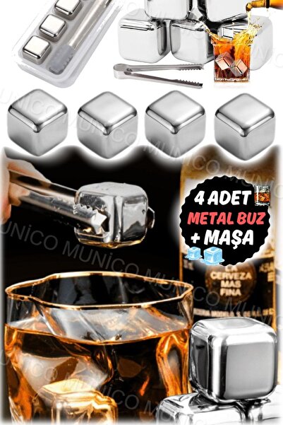 Reusable Steel Ice Cubes Set for Whisky and Wine, The Beauty of Your 4-Piece Bar