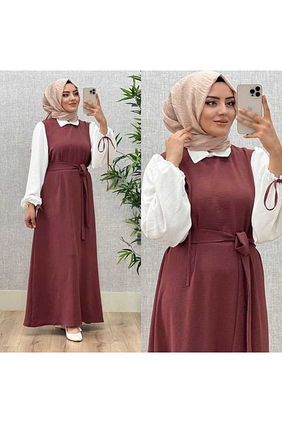 azzebutik 6420 Model Tuğce Dress - K75 Rose