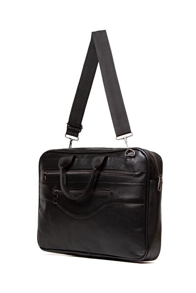 LOOP DESIGN Hakiki Deri Unisex Çanta 4 Bölmeli El Ve Omuz Askılı Laptop Çantası Evrak Çantası Orta Boy