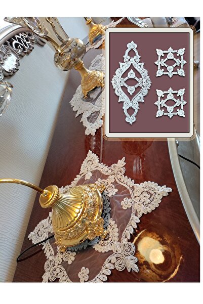 CAMİNHO DA LUA مجموعة مهر البدلة الفاخرة المكونة من 3 قطع من البرسيم الفرنسي باللون الكريمي