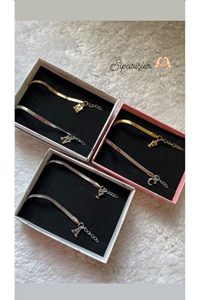 ARTSAN HARF DETAYLI ÇELİK İTALYAN ZİNCİRİ ÇİFT BİLEKLİGİ