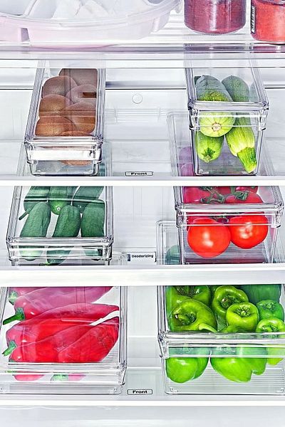 BOZHOUSE Set of 3 with Lid New Clear Refrigerator & Cabinet Organizer Organizer Storage Box