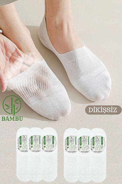 KRAL SOCKS 6 perechi de șosete balerină pentru bărbați din silicon bambus fără sudură