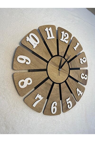 Ümra lazer Decorative Wooden Wall Clock 40 cm Silent Flowery Mechanism