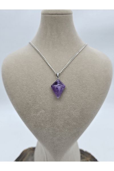 NBS Beautiful Naturel Stones Amethyst Natural Stone Necklace - Special Cut (Inspiration, Energy, Life Joy and Protection)
