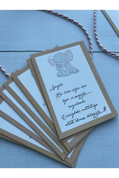 eylülün etiket fabrikası Elephant Model Thank You - Note Card - 30 Pieces