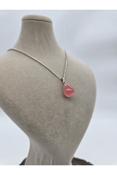 NBS Beautiful Naturel Stones Gül Kuvars Doğal Taş Kolye ( Nazar , Enerji , Yaşam Sevinçi )