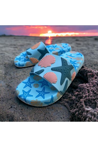 GEZER SEA SHELL Λεπτομερής αντιολισθητική πλαστική πισίνα Θαλάσσιο μπάνιο Μπαλκόνι Βεράντα Παντόφλες σπιτιού και δρόμου