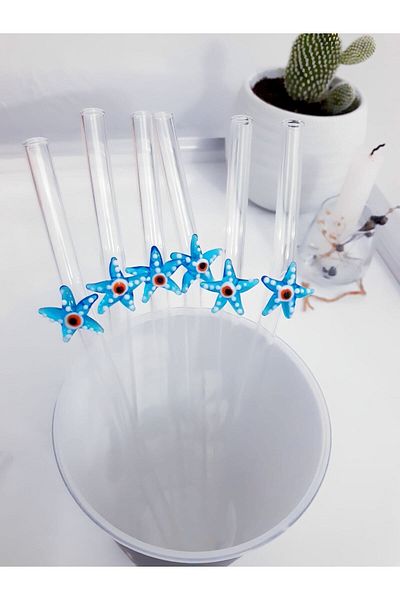 nazarboncuğu Figured Glass Straw Set of 6