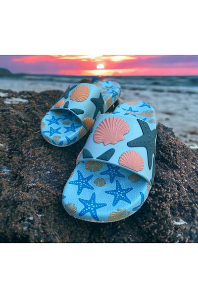 GEZER SEA SHELL Λεπτομερής αντιολισθητική πλαστική πισίνα Θαλάσσιο μπάνιο Μπαλκόνι Βεράντα Παντόφλες σπιτιού και δρόμου