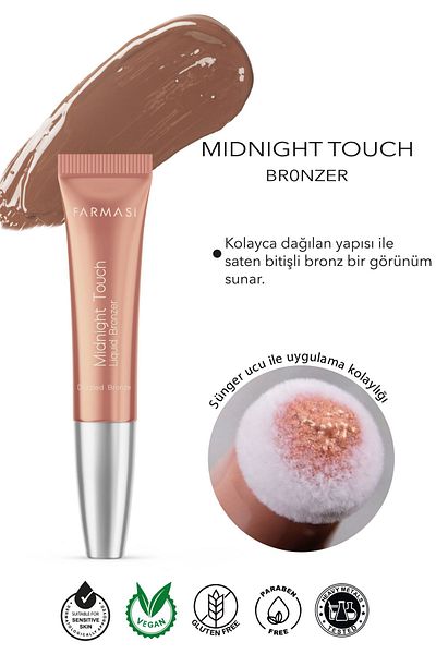 Farmasi Midnight Touch Soft Sponge Tip Liquid Bronzer Drizzled Bronze 12 ml