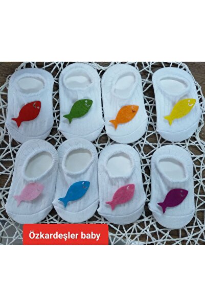 ÖZKARDEŞLER BABY bebek babet çorap  keçe fükürlü balık 8li