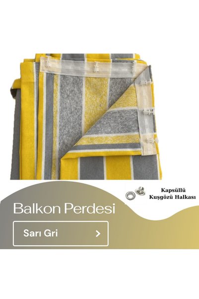 Görgülü Shop Demir Kuşgözü Halkalı ve Bağcıklı Pamuklu Kumaştan Sarı Gri Balk...